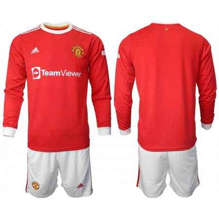 Billiga Fotbollströjor Manchester United Barn Hemma tröja 2021/22 Långärmad